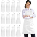 12 Pack Apron with 2 Pockets Aprons for Men Women (White)