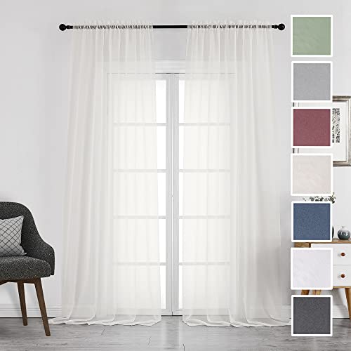 Ivory Sheer Curtains 108 Inch Long 2 Panels Set (Ivory / 42"W x 108"L (Pack of 2))