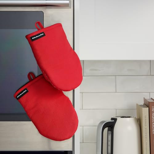 Gourmet Series Gridlines Mini Oven Mitts 2 (Passion Red)