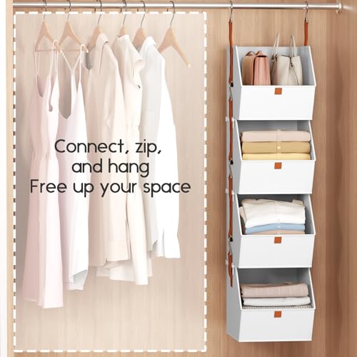 Hanging Closet Organizer 4 Tier (White / 8 shelves)