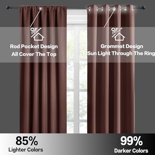 54 inch Blackout Curtains for Living Room Bedroom (Chocolate Brown / 42"W x 54"L (Pack of 2))