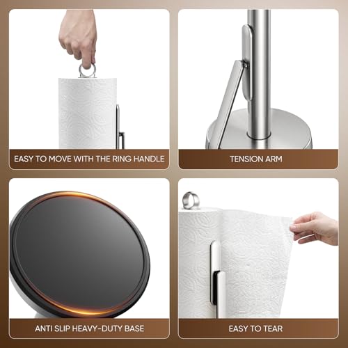 Heavy Duty Paper Towel Holder with Tension Arm (Silver)