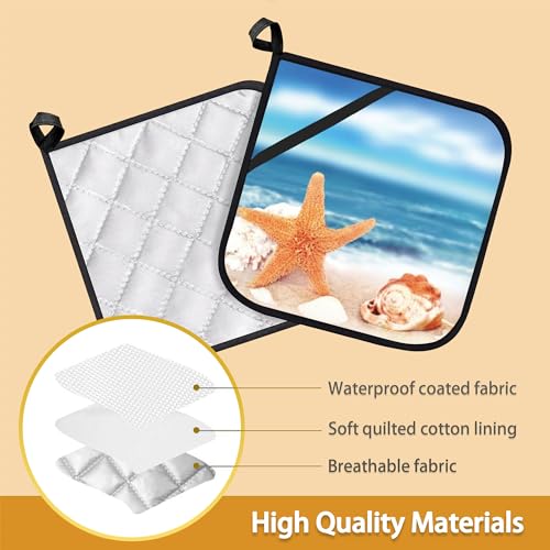 Beach Starfish Shells Pot Holder Set of 2 (Beach Starfish Shells)