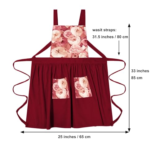 Aprons for Women with Pockets (Red)