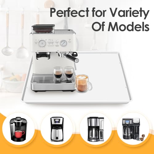 Silicone Coffee Maker Mat with Lip for Countertops (White / 19.7'' x 15'')