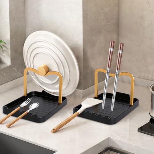 spoon holder and pot lid holder (Gold Black)