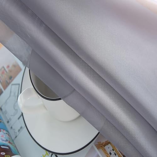 Solid Sheer Rod Pocket Curtain Voile Draperies 2 Panels White Beige Black Grey Coffee 38 Inch Width 54 Inch Long 1 Pair for Kitchen Bedroom Children Living Room Yard (Grey / 38"W x 54"L (Pack of 2))