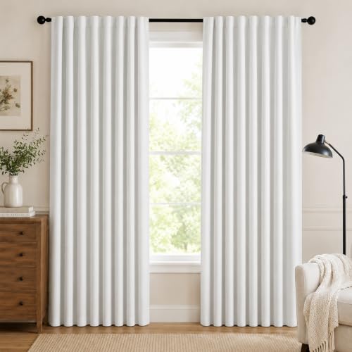 100% Blackout Linen Curtains 108 Inch Long for Living Room Bedroom (Silver Grey/Linen Total Blackout / 52"W x 108"L (Pack of 2))