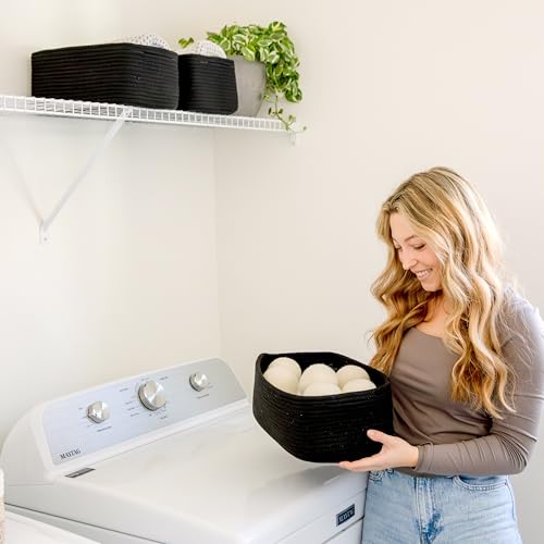 13.5”x8.5”x5.5” Rectangle Storage Baskets for Shelves 3 Pack (Black / 13.5" x 8.5" x 5.5")