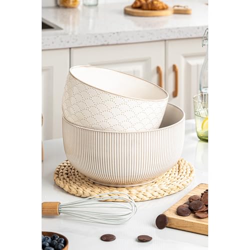 Mikiegy Ceramic Mixing Bowls Set of 2 (98&145 oz)