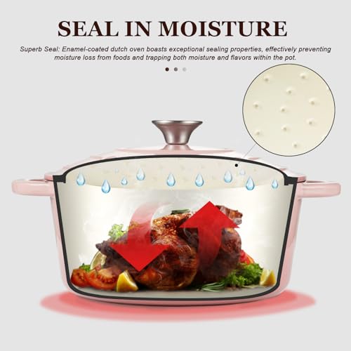 Enameled Cast Iron Dutch Oven (7 Quart / Pink)