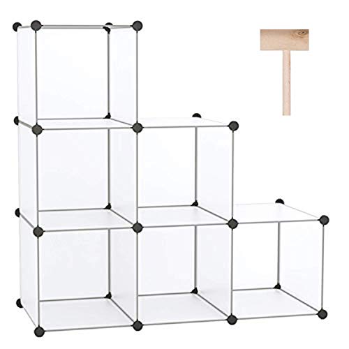 6 Cube Storage Organizer Cube Shelf Closet Storage Bookcase (Translucent White)