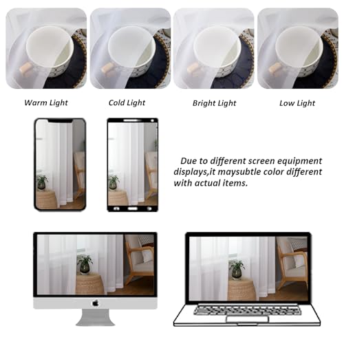White Sheer Valance for Windows (White / 42"W x 12"L (Pack of 2))