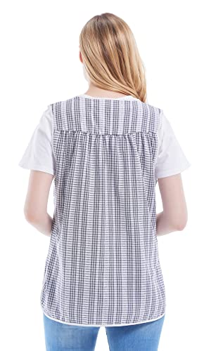Cobbler Aprons for Women with Pockets Smock Apron with Buttons (Medium / Black)