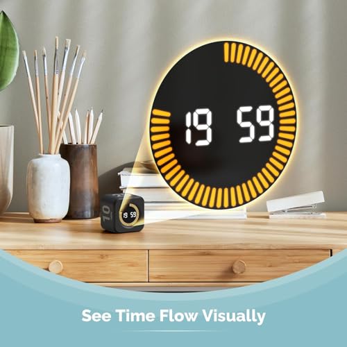 2 Pack KADAMS Pomodoro Cube Timer Productivity Visual Timer (Black)