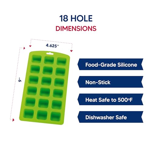 Silicone 18 Hole Ice Tray (18 Hole, Set of 2)