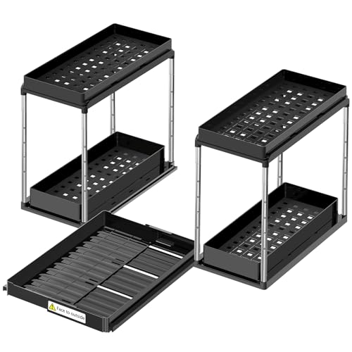 Expandable Under Sink Organizer (27.9"L x 15.51"W-Height adjustable)