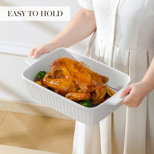4.4 QT Baking Dishes with Rack (White-with Rack / 4.4 QT)