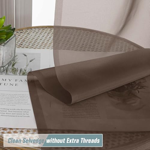 Chocolate Sheer Curtains 84 Inches Long 2 Panels (42"W x 84"L (Pack of 2) / Chocolate)