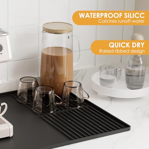 Silicone Coffee Mat with Raised Edges (Black / 15.7" x 23.6")