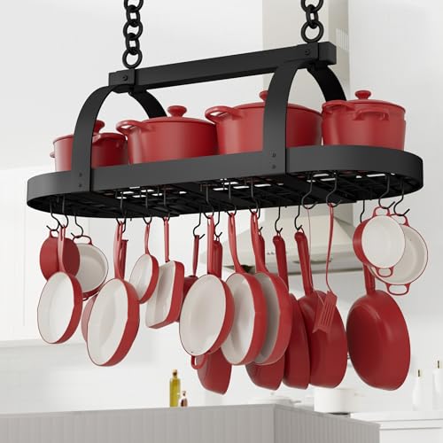 48 Inch Large Hanging Pot Rack (Black / 48-Inch)
