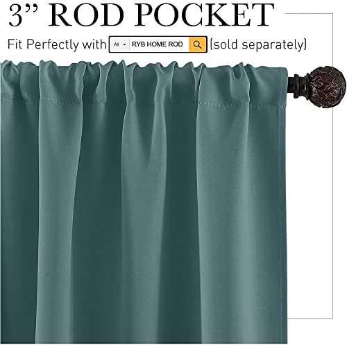 Bathroom Curtains Room Darkening Privacy Small Window Curtains for Bedroom Kitchen Basement RV Camper (Teal Blue / 52"W x 36"L (Pack of 2))