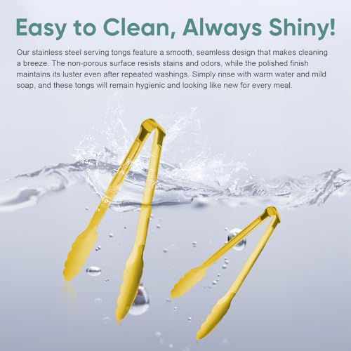 Gold Tongs for Serving Food (Gold / 9inch)