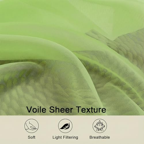 Sheer Curtains 63 Inch Length 2 Panels Set for Living Room Bedroom (Lime / 42"W x 63"L (Pack of 2))