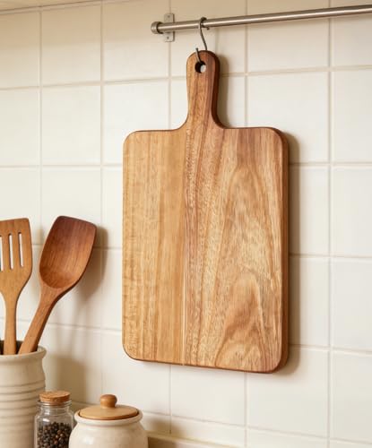 Acacia Wood Cutting Board with Handle 16''x9'' (Rectangular-16x9-1PCS)