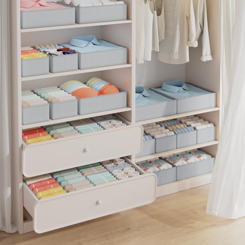 Drawer Organizer Clothes Storage (Gray / 18 Pack)