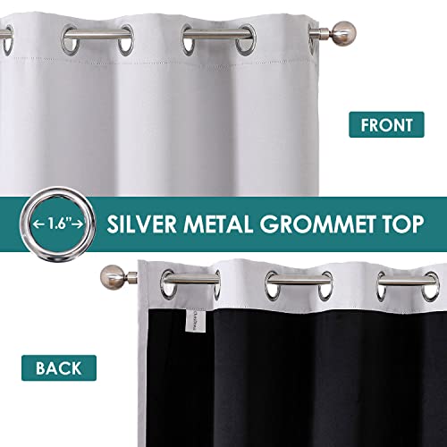 100% Blackout Curtains for Bedroom 72 Inches Long 2 Panels Set (52"W x 72"L (Pack of 2) / Greyish White)