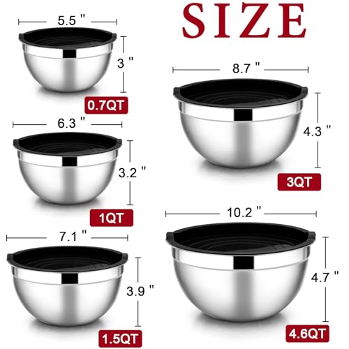 Mixing Bowls with Lids Set of 5 (Black)