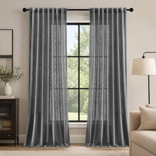 Sheer Curtains (Steel Grey/Sheer / 50"W x 96"L (Pack of 2))