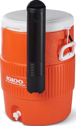 10 Gallon Portable Sports Cooler Water Beverage Dispenser with Flat Seat Lid (Orange 10 Gallon)