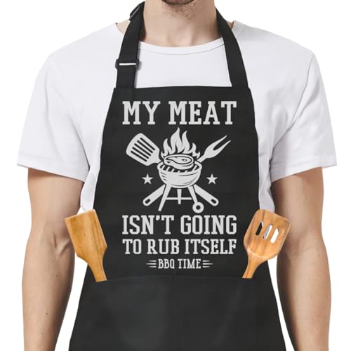 Funny Aprons for Men with Pockets for BBQ Kitchen Cooking Birthday Christmas (Grilling/Bbq 6)
