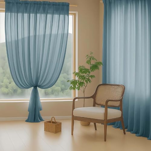 Sheer Curtains for Window 96 Inches Long 2 Panels (42"W x 96"L (Pack of 2) / Dusty)