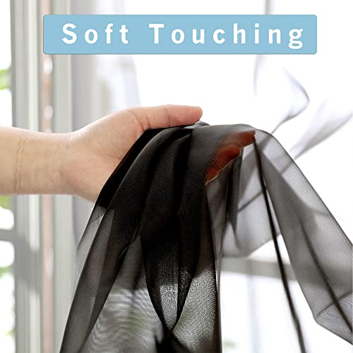 Black Sheer Curtains 144 inch Extra Long (Black / 42"W x 144"L (Pack of 2))