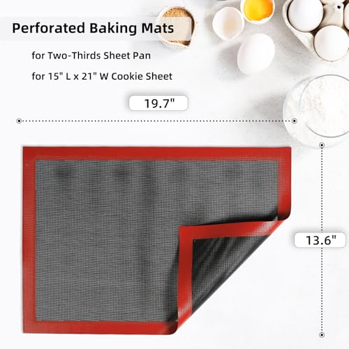 Perforated Silicone Baking Mat for Two (Black Background with Red Trim / 19.7"L x 13.6"W)