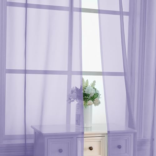 Lavender Sheer Curtains 54 Inches Long 2 Panels (Lavender / 42"W x 54"L (Pack of 2))