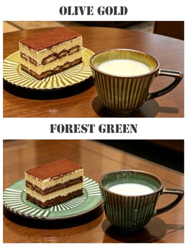 Ceramic Coffee Cup and Saucer Set (Olive Gold-6.7oz)