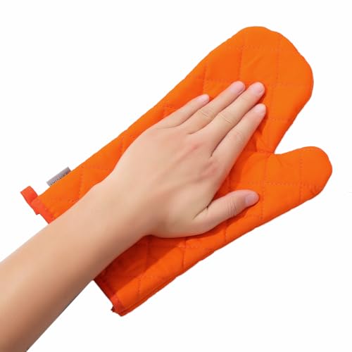 Oven Mitts and Pot Holders 4 pcs Set (Cotton-orange)