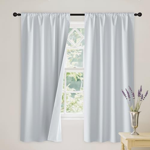 White 100% Blackout Curtains for Bedroom Living Room (100% Blackout - White / 42"W x 72"L (Pack of 2))