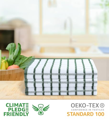 Kitchen Towels Cotton Dish Towels 20”x30” (20" x 30" (Set of 3) / 057 Green/White)