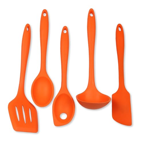 Premium Silicone Kitchen Tool and Utensil Set (5 Piece Set / Orange)