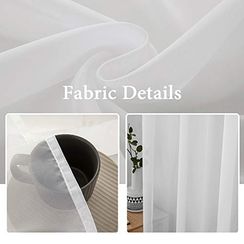 2 Panels White Sheer Curtains for Living Room 54 X 120 Inches (White / 54"W x 120"L (Pack of 2))