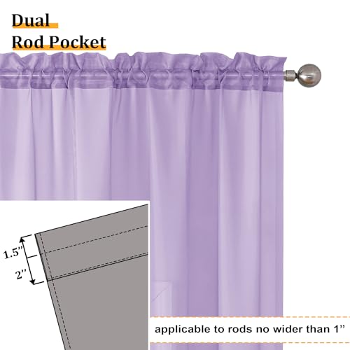 Light Purple Sheer Curtain Panels Pair Sold 54 Inch Length (42"W x 54"L (Pack of 2) / Lavender)