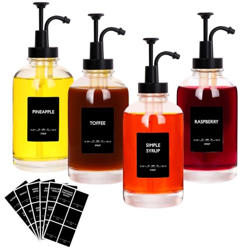16.9oz Glass Coffee Syrup Dispensers 4 (Black)