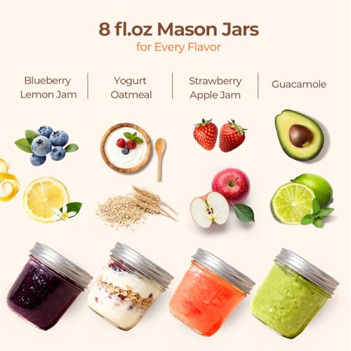 8 oz Wide Mouth Mason Jars Bulk Set (8 fl oz x 12 - Wide Mouth)