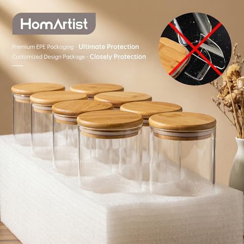 45 oz Round Glass Food Storage Containers with Airtight Bamboo Lids (45oz 3 Pack)