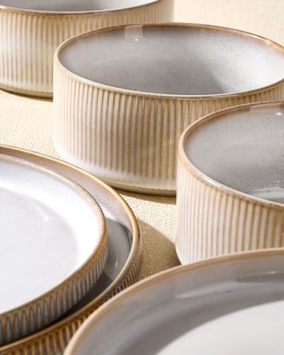 Ceramic Dinnerware Sets for 4 (Cappuccino White)